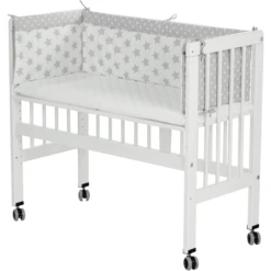 Alvi® Comeplete Set Co-sleeper Voor Boxspringbedden Wit Stars Grijs