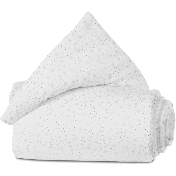 Babybay Roosterbescherming Organisch Cotton Voor Het Sluiten Van Het Rooster Alle Modellen, Witte Glittersterren Diamantblauw 3 Babybay Roosterbescherming Organisch Cotton Voor Het Sluiten Van Het Rooster Alle Modellen, Witte Glittersterren Diamantblauw