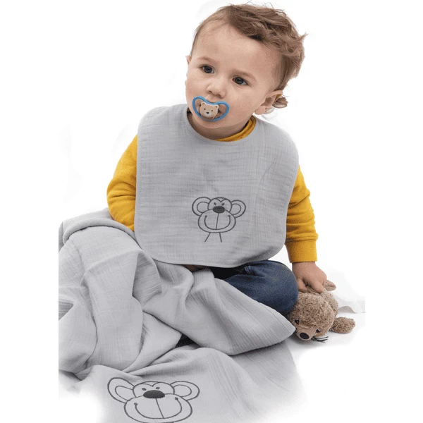 Be Be 's Collection Deken Mousseline Aap Grijs 70 X 100 Cm 7 Be Be 's Collection Deken Mousseline Aap Grijs 70 X 100 Cm - Afbeelding 5