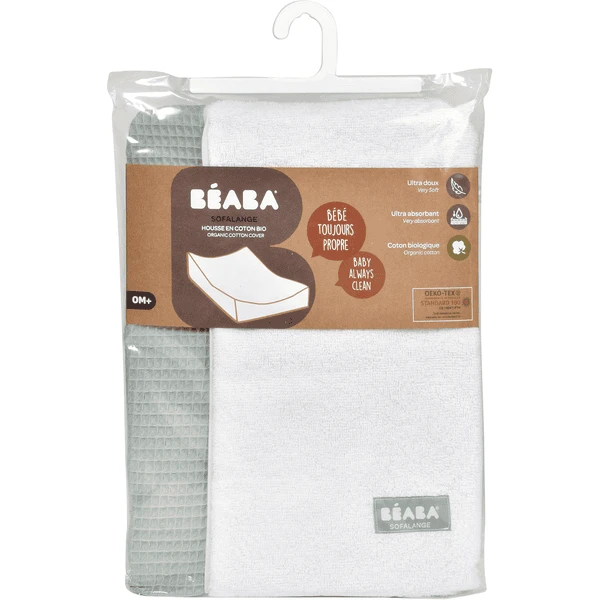 BEABA ® Hoes Voor Aankleedkussen Sofalange Groen Blauw 4 BEABA ® Hoes Voor Aankleedkussen Sofalange Groen Blauw - Afbeelding 2