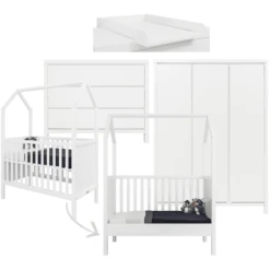 Roba || Alvi || Pinolino Winkel 4 Bopita Babykamer Corsica My First Huis 3-delig 60 X 120 Wit Met Aankleedkussen