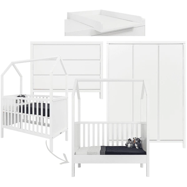 Bopita Babykamer Corsica My First Huis 3-delig 60 X 120 Wit Met Aankleedkussen 2 Bopita Babykamer Corsica My First Huis 3-delig 60 X 120 Wit Met Aankleedkussen
