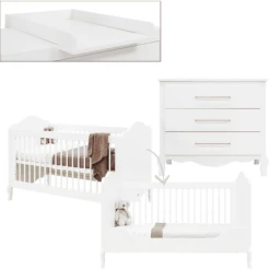 Bopita Babykamer Elena 2-delig Met Om Te Bouwen Commode 70 X 140 Cm Wit