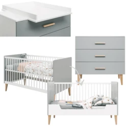 Roba || Alvi || Pinolino Winkel 20 Bopita Babykamer Emma 2-delig Ombouwbaar , Met Aankleedkussen 70 X 140 Cm Wit/grijs