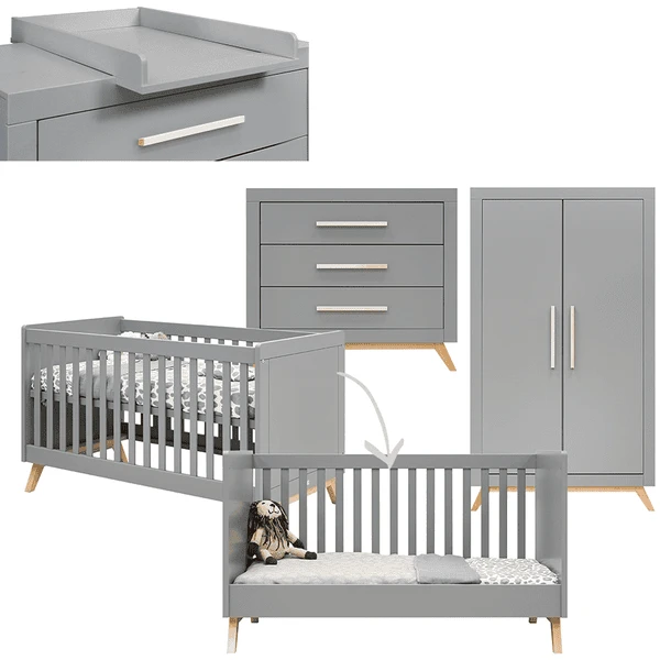 Bopita Babykamer Fenna 3-delig Ombouwbaar, Met Commode 70 X 140 Cm Grijs / Naturel 3 Bopita Babykamer Fenna 3-delig Ombouwbaar, Met Commode 70 X 140 Cm Grijs / Naturel