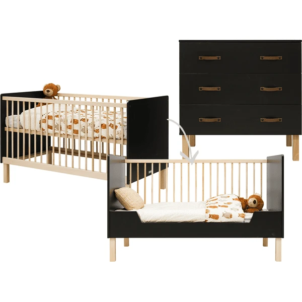 Bopita Babykamer Floris 2-delig Om Te Bouwen 70 X 140 Cm Mat Zwart / Naturel 3 Bopita Babykamer Floris 2-delig Om Te Bouwen 70 X 140 Cm Mat Zwart / Naturel