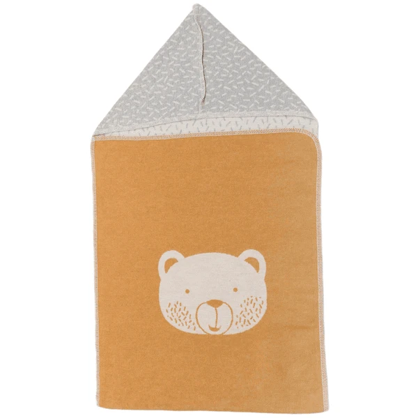 DAVID FUSSENEGGER Puck Deken Met Capuchon Beer Goudgeel 45 X 76 Cm 3 DAVID FUSSENEGGER Puck Deken Met Capuchon Beer Goudgeel 45 X 76 Cm