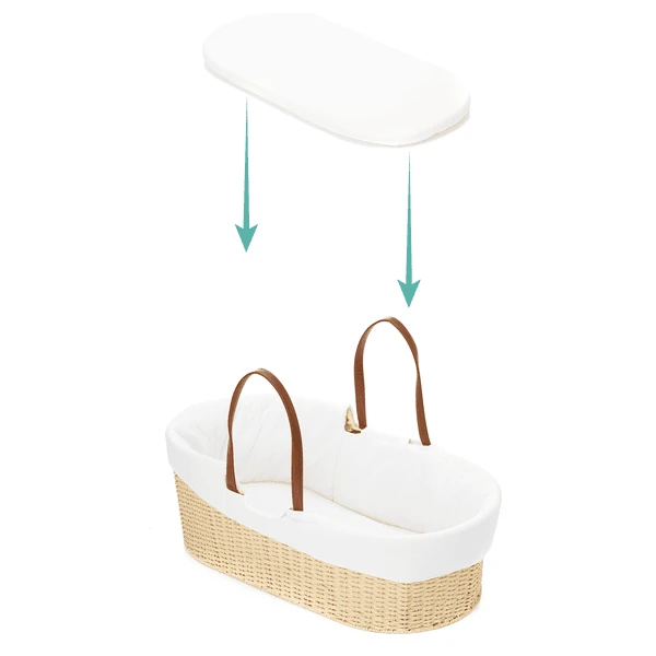 Fillikid Mozaïekmand Naturel Met Gevoerde Rand En Matras Wit 4 Fillikid Mozaïekmand Naturel Met Gevoerde Rand En Matras Wit - Afbeelding 2