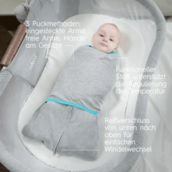 HALO® SleepSack® Ideal Temp Wrap Slaapzak 1.5 TOG Heather Grijs/Aqua -Roba || Alvi || Pinolino Winkel halo sleepsack ideal temp wrap slaapzak 1 5 tog heather grijs aqua a388716 1