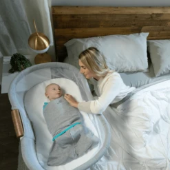 HALO® SleepSack® Ideal Temp Wrap Slaapzak 1.5 TOG Heather Grijs/Aqua -Roba || Alvi || Pinolino Winkel halo sleepsack ideal temp wrap slaapzak 1 5 tog heather grijs aqua a388716 3
