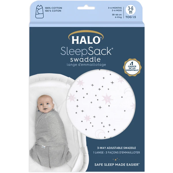 HALO® SleepSack® Puck Deken 1,5 TOG Mid Night Manen Roze 4 HALO® SleepSack® Puck Deken 1,5 TOG Mid Night Manen Roze - Afbeelding 2