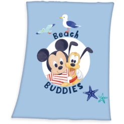 HERDING Microfiber Fleece Deken Disney's Mickey Mouse Beach Buddies 75x100 Cm