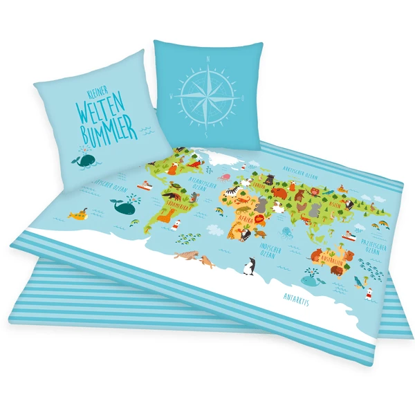 HERDING Wereldkaart Beddengoed 135x200cm 3 HERDING Wereldkaart Beddengoed 135x200cm