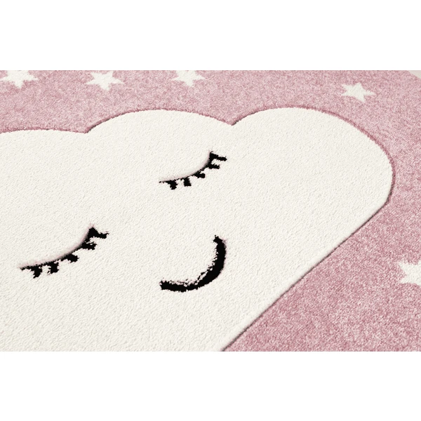 LIVONE Tapijt Kids Love Rugs Smiley Cloud Rond Roze/wit 133 Cm 4 LIVONE Tapijt Kids Love Rugs Smiley Cloud Rond Roze/wit 133 Cm - Afbeelding 2