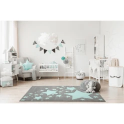 LIVONE Tapijt Kids Love Rugs Starline Zilvergrijs/mint 100 X 150 Cm -Roba || Alvi || Pinolino Winkel livone tapijt kids love rugs starline zilvergrijs mint 100 x 150 cm a283436 3