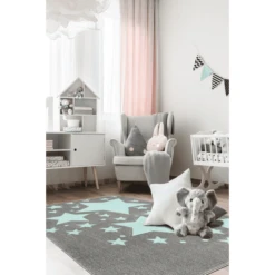 LIVONE Tapijt Kids Love Rugs Starline Zilvergrijs/mint 100 X 150 Cm -Roba || Alvi || Pinolino Winkel livone tapijt kids love rugs starline zilvergrijs mint 100 x 150 cm a283436 4