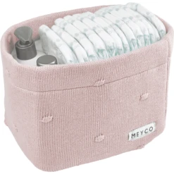 MEYCO Changing Table Basket Medium Knots Soft Pink -Roba || Alvi || Pinolino Winkel meyco changing table basket medium knots soft pink a388970 1