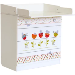 Polini Kinderen Babyverkleedtoestel Simple 1580 Wit Met Katten