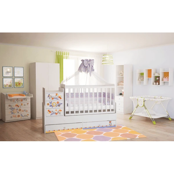 Polini Kinderen Babyverzorgingsunit Simple 1580 Wit Met Bloemen 5 Polini Kinderen Babyverzorgingsunit Simple 1580 Wit Met Bloemen - Afbeelding 3