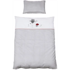 Roba Beddengoed 2-delig 100 X 135 Cm Adam & Uil Grijs Wit -Roba || Alvi || Pinolino Winkel roba beddengoed 2 delig 100 x 135 cm adam uil grijs wit a097319 1