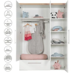 Roba Garderobekast Nele 3-deurs Wit -Roba || Alvi || Pinolino Winkel roba garderobekast nele 3 deurs wit a308628 2