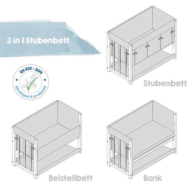 Roba Kinderbedje Little Stars 3 In 1 Wit 4 Roba Kinderbedje Little Stars 3 In 1 Wit - Afbeelding 2