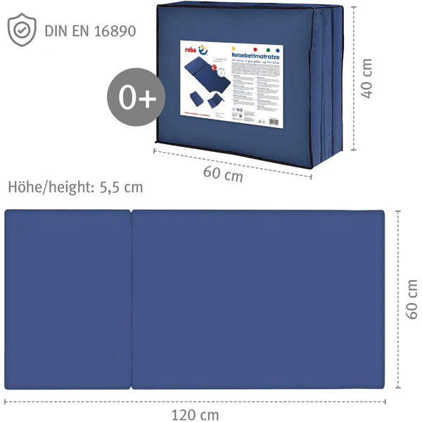 Roba Matras Voor Reiswiegen, Blauw 5 Roba Matras Voor Reiswiegen, Blauw - Afbeelding 3