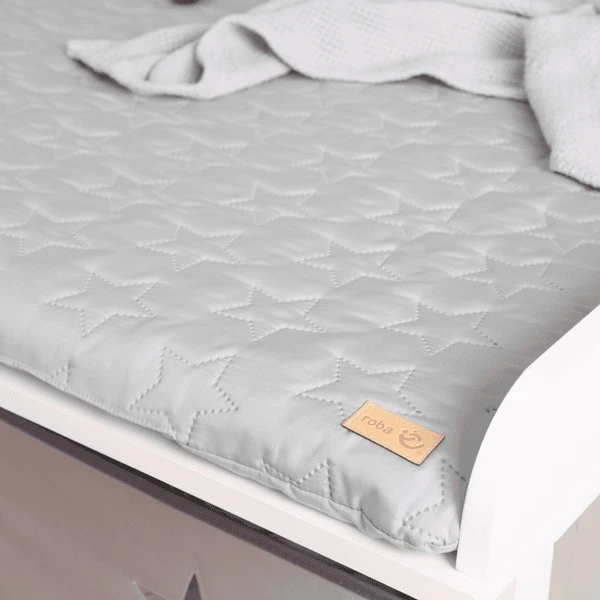 Roba Veranderingsmat Zacht Style Zilver Grijze Sterren 85x75 5 Roba Veranderingsmat Zacht Style Zilver Grijze Sterren 85x75 - Afbeelding 3