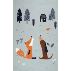 ScandicLiving Tapijt Vos En Hond, Grijs 100x160 Cm -Roba || Alvi || Pinolino Winkel scandicliving tapijt vos en hond grijs 100x160 cm a275367 4