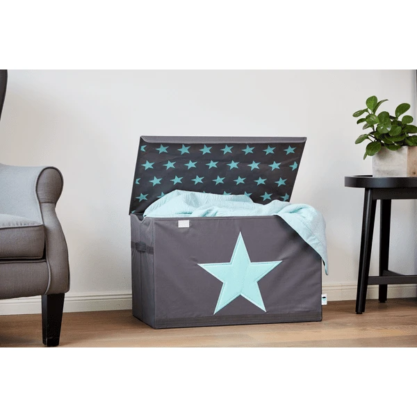 STORE !t Speelgoedkist, Grijs Met Mintgroene Ster 5 STORE !t Speelgoedkist, Grijs Met Mintgroene Ster - Afbeelding 3
