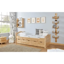 TiCAA Eenpersoonsbed Leni 90 X 200 Cm Grenen Naturel Met 5 Laden Aden -Roba || Alvi || Pinolino Winkel ticaa eenpersoonsbed leni 90 x 200 cm grenen naturel met 5 laden aden a327405 2