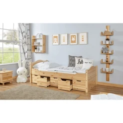 TiCAA Eenpersoonsbed Leni 90 X 200 Cm Grenen Naturel Met 5 Laden Aden -Roba || Alvi || Pinolino Winkel ticaa eenpersoonsbed leni 90 x 200 cm grenen naturel met 5 laden aden a327405 3