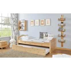 TiCAA Eenpersoonsbed Leni 90 X 200 Cm Grenen Natuur Met Extra Bed -Roba || Alvi || Pinolino Winkel ticaa eenpersoonsbed leni 90 x 200 cm grenen natuur met extra bed a327391 3