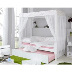 TiCAA Hemelbed Sterren Met Ladebed Wit Roze -Roba || Alvi || Pinolino Winkel ticaa hemelbed sterren met ladebed wit roze a227149 4