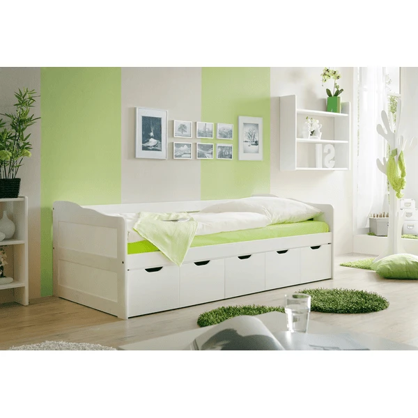 TiCAA Slaapbank Maria Met Opbergladen Wit 7 TiCAA Slaapbank Maria Met Opbergladen Wit - Afbeelding 5