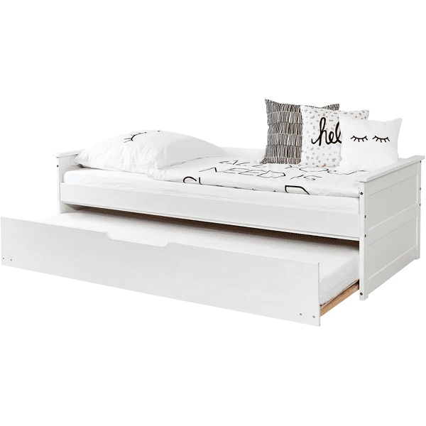 TiCAA Slaapbank Theodor 100 X 200 Cm Dennenhout Wit Met Extra Bed 4 TiCAA Slaapbank Theodor 100 X 200 Cm Dennenhout Wit Met Extra Bed - Afbeelding 2