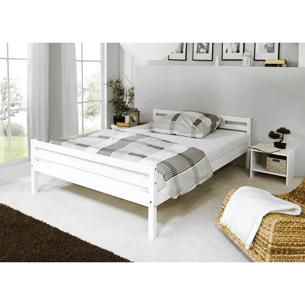 TiCAA Tweepersoonsbed Nadine 140 X 200 Grenen Wit 6 TiCAA Tweepersoonsbed Nadine 140 X 200 Grenen Wit - Afbeelding 4