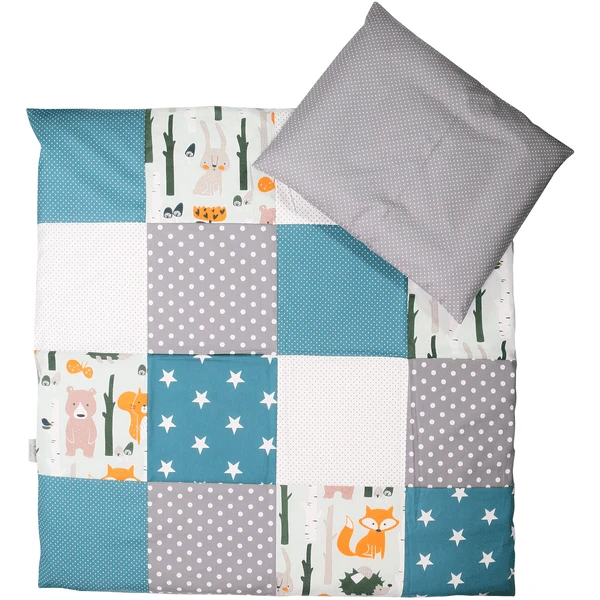 Ullenboom Babybeddenset Voor Bosdieren Petrol 80 X 80 Cm + 35 X 40 Cm + 35 X 40 Cm 3 Ullenboom Babybeddenset Voor Bosdieren Petrol 80 X 80 Cm + 35 X 40 Cm + 35 X 40 Cm