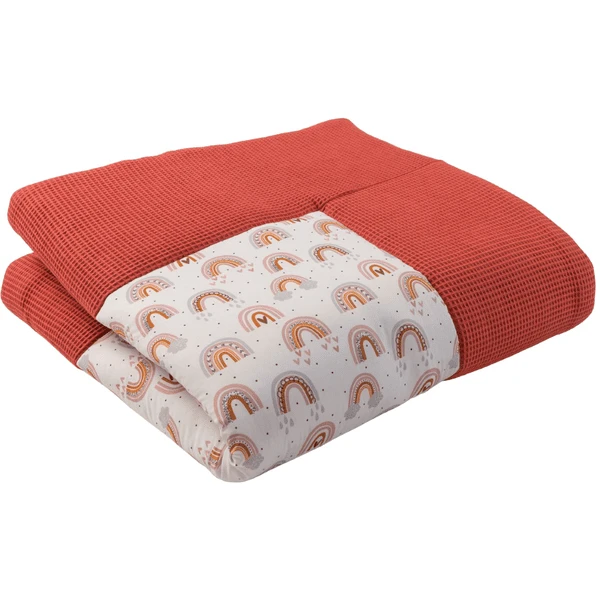Ullenboom Kruipende Deken Wafel Pique Motief Roest Regenboog140x140 Cm 4 Ullenboom Kruipende Deken Wafel Pique Motief Roest Regenboog140x140 Cm - Afbeelding 2