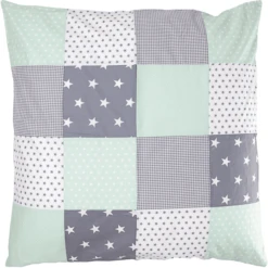Ullenboom Patchwork Kussensloop 80 X 80 Cm Mint Grijs -Roba || Alvi || Pinolino Winkel ullenboom patchwork kussensloop 80 x 80 cm mint grijs a268267 4
