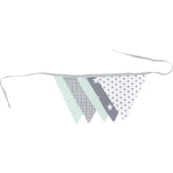 Ullenboom Vlaggenslinger Stof 190 Cm (5 Vlaggetjes) Mint Grijs -Roba || Alvi || Pinolino Winkel ullenboom vlaggenslinger stof 190 cm 5 vlaggetjes mint grijs a270040 2