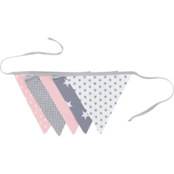 Ullenboom Vlaggenslinger Stof 190 Cm (5 Vlaggetjes) Roze Grijs -Roba || Alvi || Pinolino Winkel ullenboom vlaggenslinger stof 190 cm 5 vlaggetjes roze grijs a270041 2