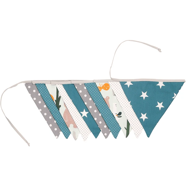 Ullenboom Vlaggenslinger Stof 325 Cm (10 Vlaggetjes) Bosdieren Petrol 5 Ullenboom Vlaggenslinger Stof 325 Cm (10 Vlaggetjes) Bosdieren Petrol - Afbeelding 3