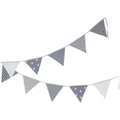 Ullenboom Vlaggenslinger Stof 325 Cm (10 Vlaggetjes) Grijze Sterren -Roba || Alvi || Pinolino Winkel ullenboom vlaggenslinger stof 325 cm 10 vlaggetjes grijze sterren a270011 3