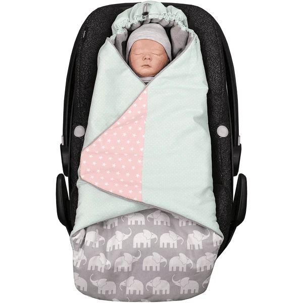 ULLENBOOM ® Wikkeldeken Olifant Mint Roze 98 X 98 X 2 Cm 7 ULLENBOOM ® Wikkeldeken Olifant Mint Roze 98 X 98 X 2 Cm - Afbeelding 5