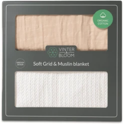 VINTER& BLOOM Zacht Raster & Mousseline Deken Cadeauset B Right White /Beige -Roba || Alvi || Pinolino Winkel vinter bloom zacht raster amp mousseline deken cadeauset b right white beige a401054 3